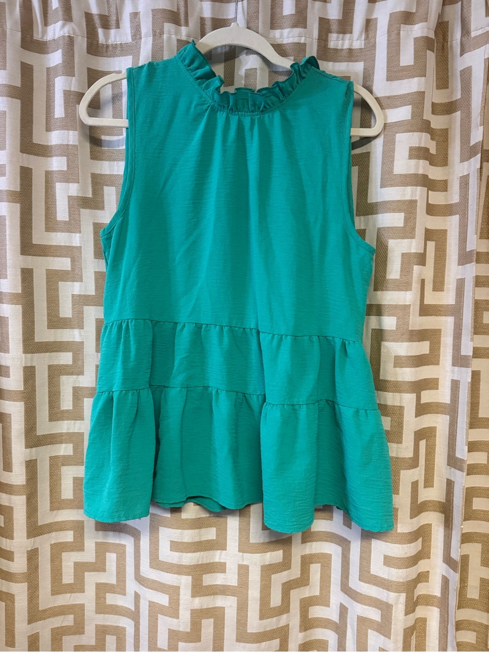 entro Teal Ruffle-Neck Tiered Tank